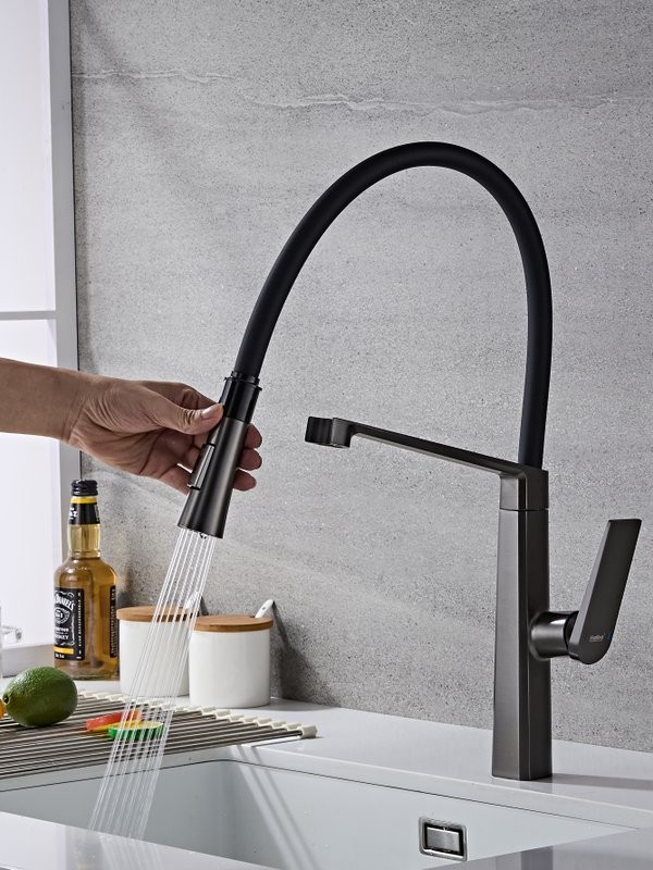 Смеситель для кухни Haiba HB73827-3 оружейная сталь