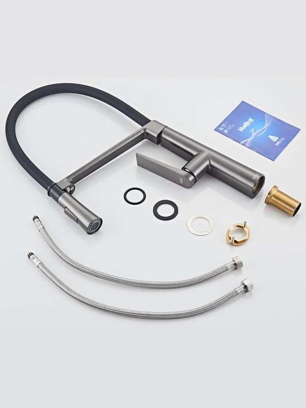 Смеситель для кухни Haiba HB73827-3 оружейная сталь