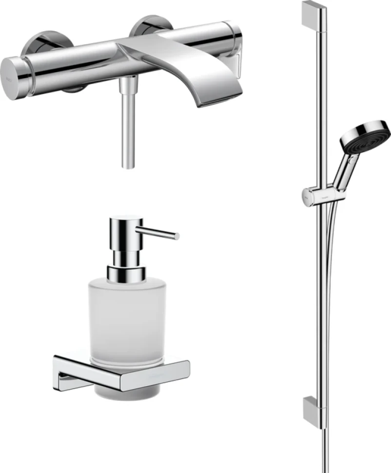 Смеситель для ванны с душем Hansgrohe Vivenis 75420000 + Душевой гарнитур 24170000 + Дозатор 41745000