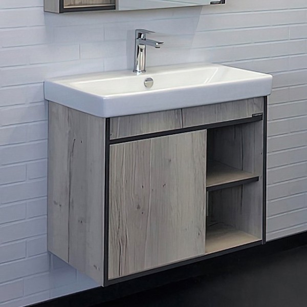 Тумба с раковиной Comforty Вена 70 подвесная, дуб дымчатый