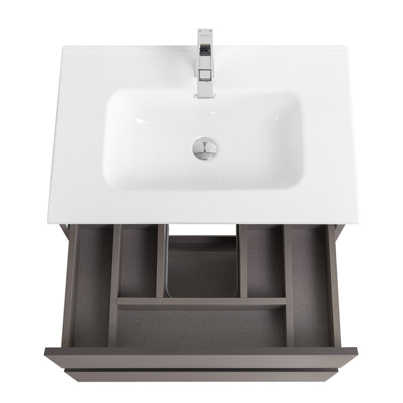 Мебель для ванной комнаты BelBagno Kraft 60 подвесная, матовая темно-серая, раковина bb600etl