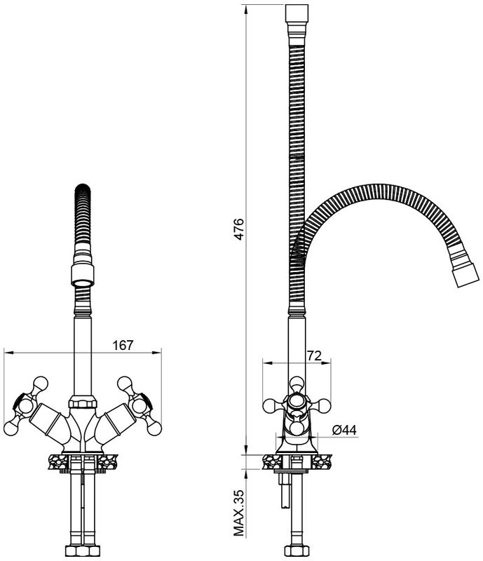 Смеситель для кухни Olive'S Girona 01435GR с гибким изливом