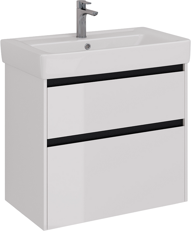 Тумба с раковиной Lemark Combi 80 черная, белая глянцевая