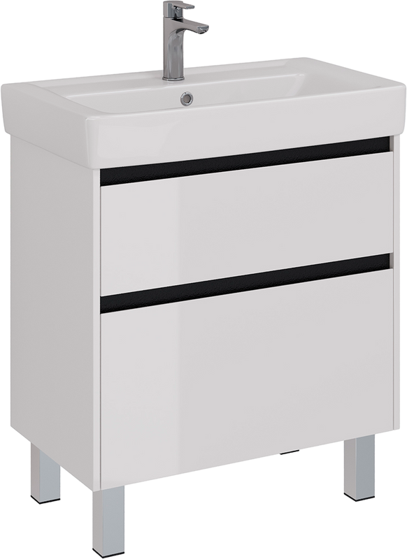 Тумба с раковиной Lemark Combi 80 черная, белая глянцевая