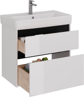 Тумба с раковиной Lemark Combi 80 черная, белая глянцевая