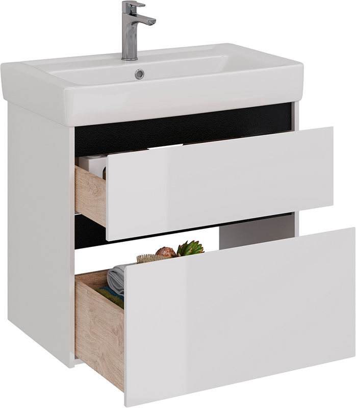 Тумба с раковиной Lemark Combi 80 черная, белая глянцевая