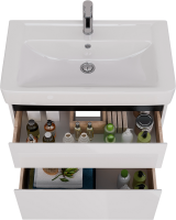 Тумба с раковиной Lemark Combi 80 черная, белая глянцевая