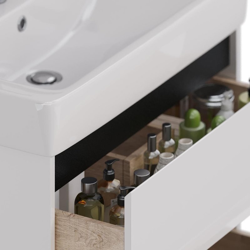 Тумба с раковиной Lemark Combi 80 черная, белая глянцевая