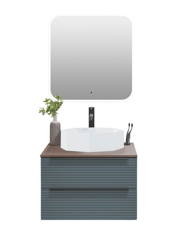 Мебель для ванной комнаты Runo Орлеан 60 подвесная, зеленая, дуб натуральный