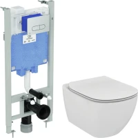 Комплект Унитаз подвесной Ideal Standard Tesi T354601 с микролифтом + Инсталляция Prosys Eco Frame M R0306AA с кнопкой смыва хром