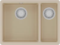 Комплект Мойка Lemark Sinara 550.2-U 9910080 бежевая + Смеситель Comfort LM3075G-Beige с гибким изливом, золото, бежевый