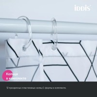 Штора для ванной IDDIS Base BB01P18i11 180х200, черно-белая