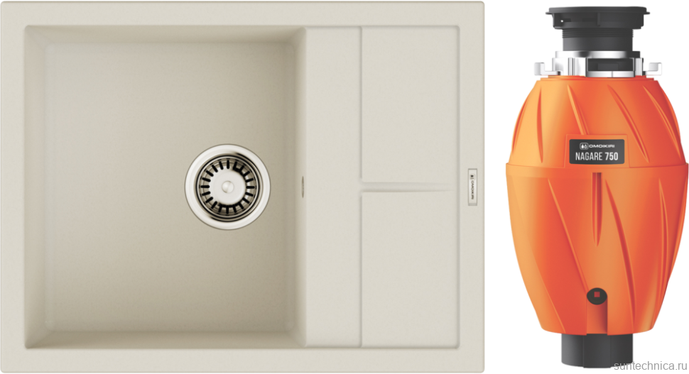 Комплект Мойка Omoikiri Sumi 65A-WH белая + Измельчитель Nagare 750