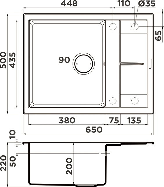 Комплект Мойка Omoikiri Sumi 65A-WH белая + Измельчитель Nagare 750