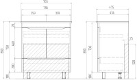 Тумба под раковину Vigo Grani 75 напольная, 2 дверцы, 1 ящик, белая