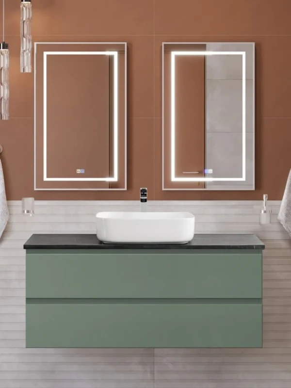 Мебель для ванной комнаты BelBagno Kraft 120 подвесная, матовая еловая, столешница kep-120-mno, раковина BB1304