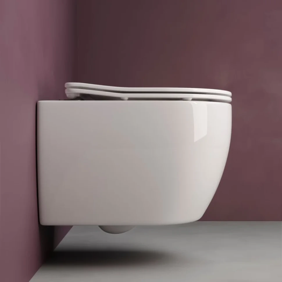 Комплект Унитаз подвесной Ceramicanova Play CN3001 безободковый, с микролифтом + Инсталляция Envision CN1001W + Кнопка Round, белая
