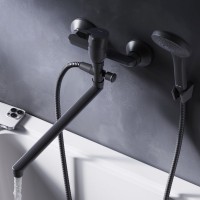 Смеситель с длинным изливом для ванны AM.PM X-Joy F85A90122 черный Смеситель с длинным изливом для ванны AM.PM X-Joy F85A90122 черный