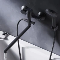 Смеситель с длинным изливом для ванны AM.PM X-Joy F85A90122 черный Смеситель с длинным изливом для ванны AM.PM X-Joy F85A90122 черный