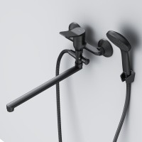 Смеситель с длинным изливом для ванны AM.PM X-Joy F85A90122 черный Смеситель с длинным изливом для ванны AM.PM X-Joy F85A90122 черный