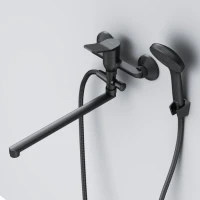 Смеситель с длинным изливом для ванны AM.PM X-Joy F85A90122 черный Смеситель с длинным изливом для ванны AM.PM X-Joy F85A90122 черный