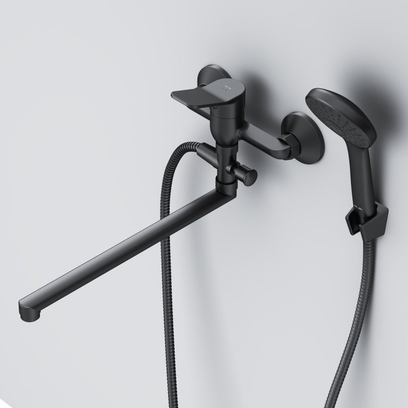 Смеситель с длинным изливом для ванны AM.PM X-Joy F85A90122 черный