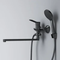 Смеситель с длинным изливом для ванны AM.PM X-Joy F85A90122 черный Смеситель с длинным изливом для ванны AM.PM X-Joy F85A90122 черный