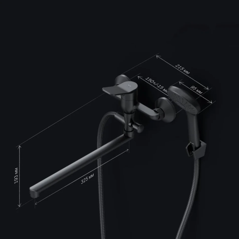 Смеситель с длинным изливом для ванны AM.PM X-Joy F85A90122 черный
