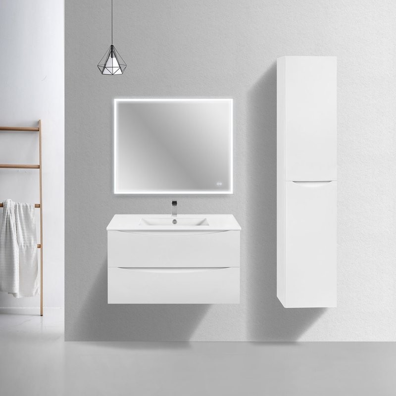 Мебель для ванной комнаты Vincea Mia Slim 90, 2 ящика, белая глянцевая