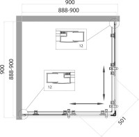 Душевой уголок BelBagno Uno UNO-195-A-2-90-CH-CR стекло рифленое
