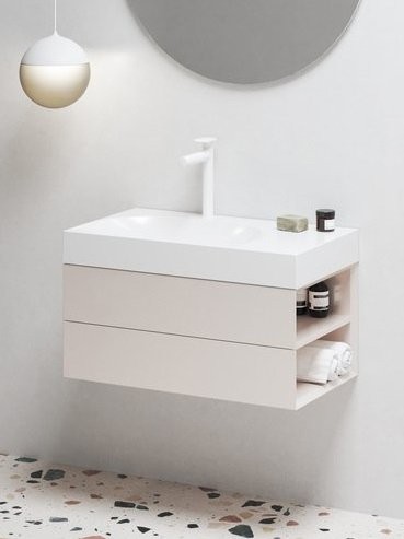 Тумба с раковиной Ravak Lite SD 80 R алебастровая розовая