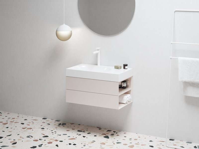 Тумба с раковиной Ravak Lite SD 80 R алебастровая розовая