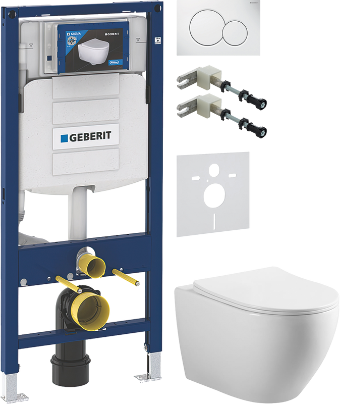 Комплект Унитаз подвесной Vincea Esse + Крепления Geberit Duofix 111.815.00.1 к стене + Звукоизоляция + Инсталляция UP 320 111.300.00.5 + Кнопка Sigma 01 115.770.11.5 белая