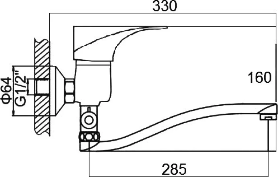 Смеситель с длинным изливом для ванны D-lin 401-6 D140401-6 хром