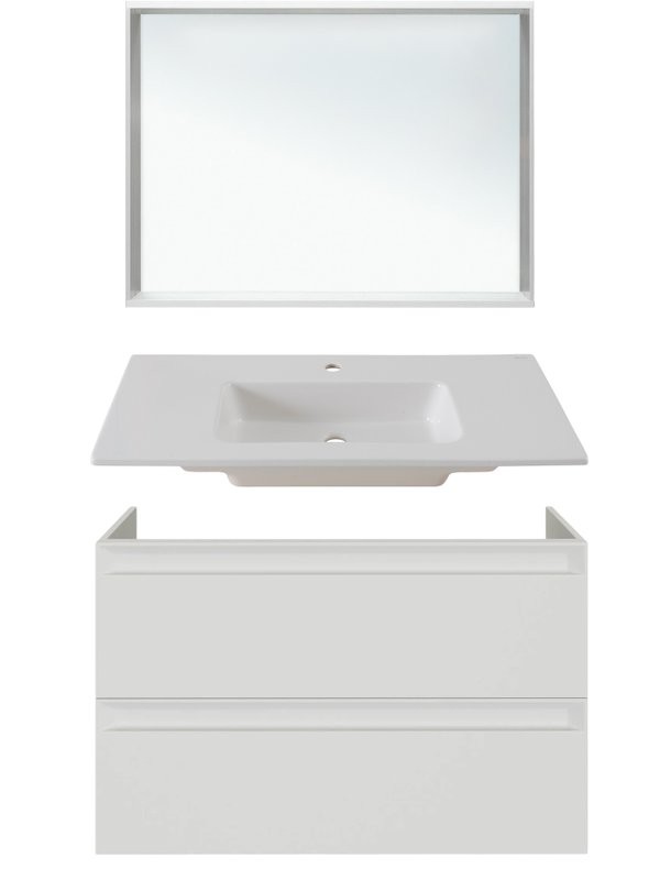 Мебель для ванной комнаты Allen Brau Eclipse 2.0 100 матовый белый, раковина Fantasy Flat 102x47, без перелива, белая