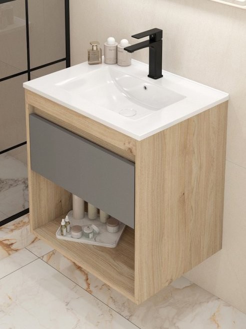 Тумба с раковиной Teymi Vitra 60 дуб, графит