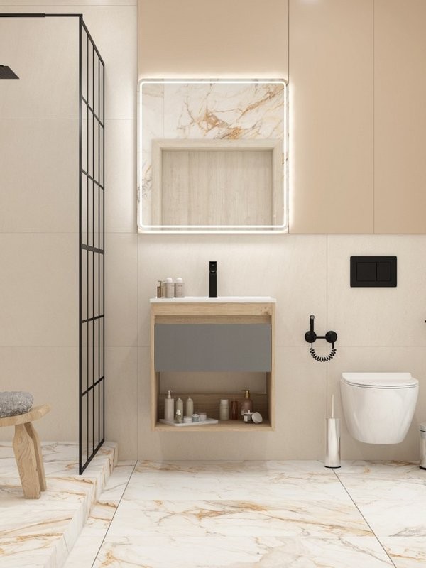 Тумба с раковиной Teymi Vitra 60 дуб, графит