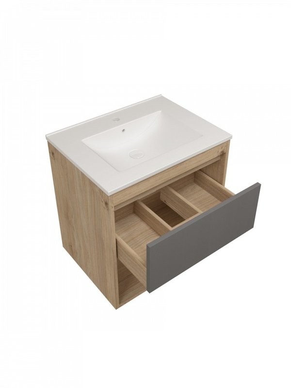 Тумба с раковиной Teymi Vitra 60 дуб, графит