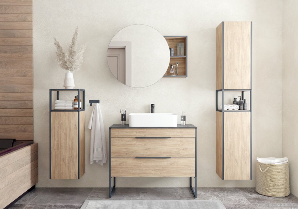 Шкаф-пенал для ванной Corozo Форест N 35 подвесной, сонома