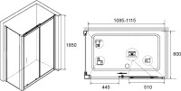 Душевой уголок RGW Classic CL-48B+80 см (108,5x111,5)x80x185 профиль черный, стекло прозрачное