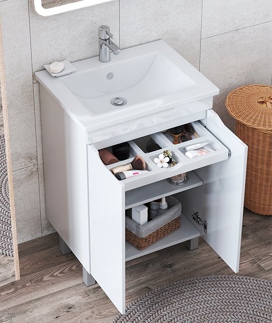 Тумба под раковину Vigo Grani 75 напольная, 2 дверцы, белая