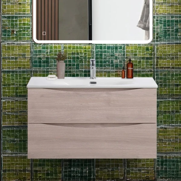 Тумба с раковиной BelBagno Marino-cer-n 90 подвесная, rovere grigio