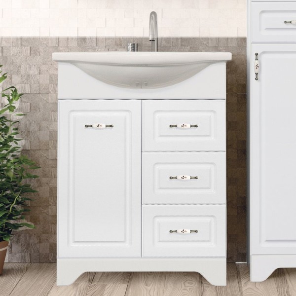 Тумба под раковину Style Line Олеандр-2 65 Люкс 3 ящика, белая