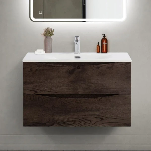 Тумба под раковину BelBagno Marino-cer-mini 80 подвесная, rovere nature grigio