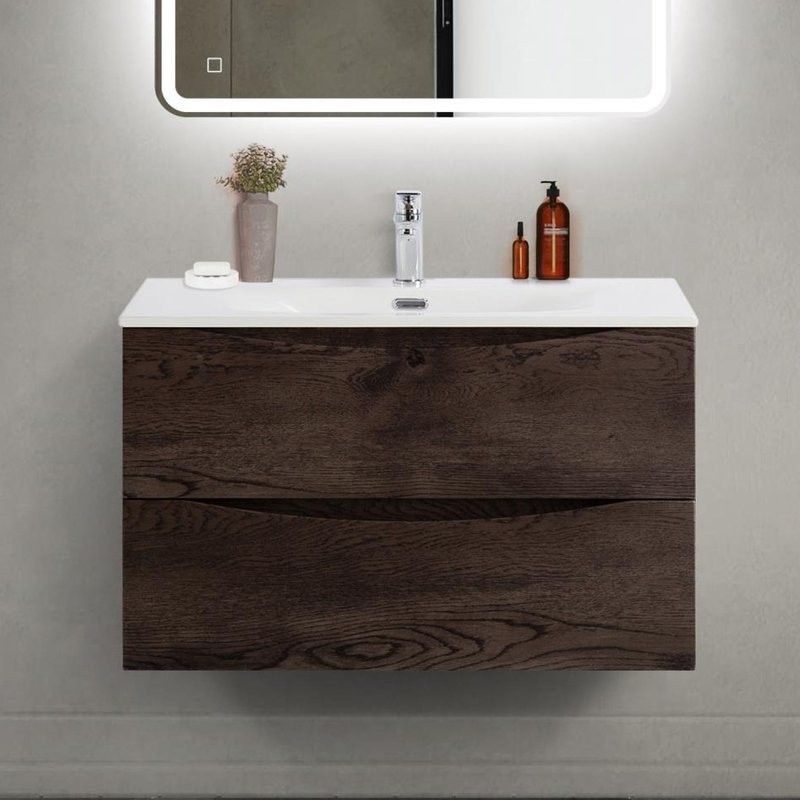 Тумба под раковину BelBagno Marino-cer-mini 80 подвесная, rovere nature grigio