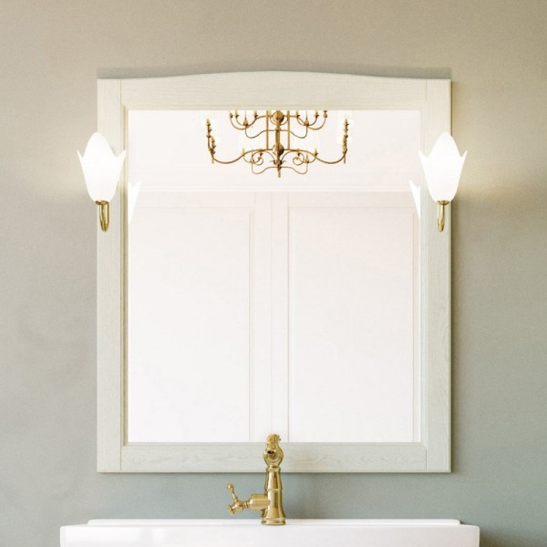 Зеркало ValenHouse Эллина 80 слоновая кость, основа светильника золото