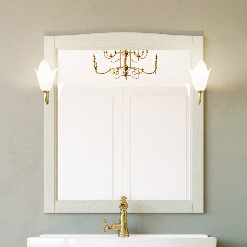 Зеркало ValenHouse Эллина 80 слоновая кость, основа светильника золото