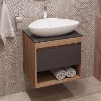 Тумба с раковиной Teymi Ritta 55 дуб эврика, матовый графит, раковина Ellie 60