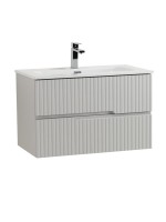 Тумба с раковиной Cezares Duet-n 80 подвесная, 2 ящика, жемчужная серая