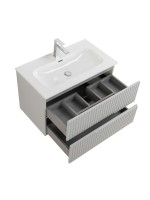 Тумба с раковиной Cezares Duet-n 80 подвесная, 2 ящика, жемчужная серая